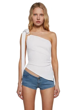 Sugar Thrillz Tops|Plus*Dream Girl Asymmetrical Top - White