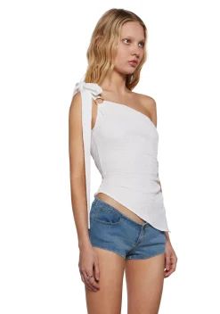 Sugar Thrillz Tops|Plus*Dream Girl Asymmetrical Top - White