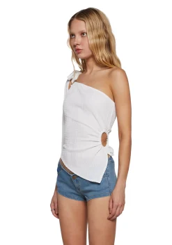 Sugar Thrillz Tops|Plus*Dream Girl Asymmetrical Top - White