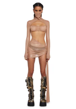 Club Exx Dresses*Dreamland Dancer Bodycon Dress - Gold