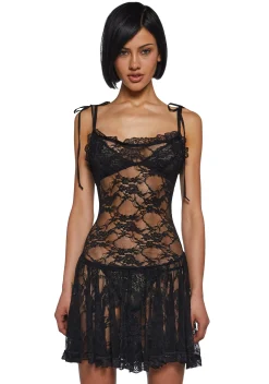 Current Mood Dresses|Mini Dresses*Dusty Halo Lace Mini Dress - Black