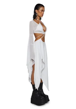 DARKER WAVS Dresses*Echo Asymmetrical Mesh Wrap Dress