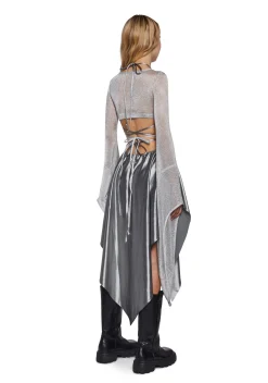 DARKER WAVS Dresses*Echo Asymmetrical Wrap Dress - Metallic Silver