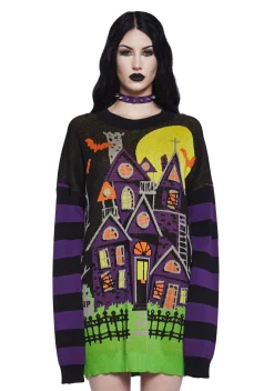 Trickz N' Treatz Tops*Eerie Estate Intarsia Sweater