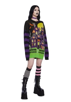 Trickz N' Treatz Tops*Eerie Estate Intarsia Sweater