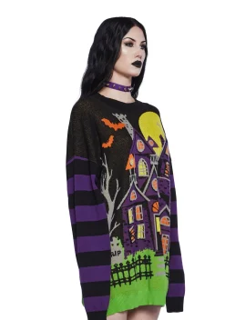 Trickz N' Treatz Tops*Eerie Estate Intarsia Sweater