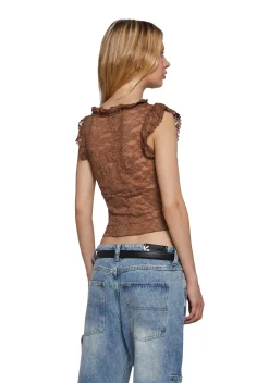 dELiA*s by Dolls Kill Tops|Plus*Elegance Reigns Lace Top - Brown