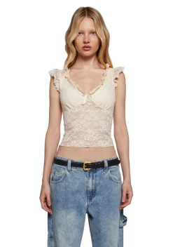 dELiA*s by Dolls Kill Tops|Plus*Elegance Reigns Lace Top - Off White