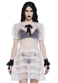 Widow Dresses*Elegant Frills Babydoll Dress