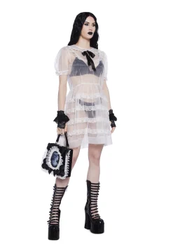 Widow Dresses*Elegant Frills Babydoll Dress