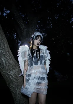 Widow Dresses*Elegant Frills Babydoll Dress