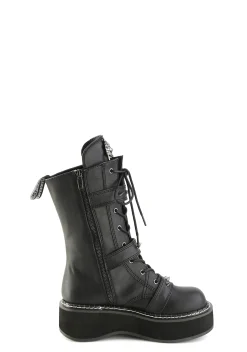 Demonia Boots*Emily-82 Lace-Up Skeleton Buckle Boots