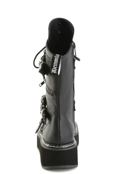 Demonia Boots*Emily-82 Lace-Up Skeleton Buckle Boots