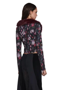 Current Mood Tops|Plus*Enchanted Inkwell Faux Fur Cardigan