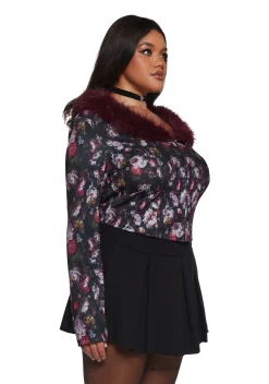 Current Mood Tops|Plus*Enchanted Inkwell Faux Fur Cardigan