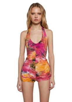 Club Exx Jumpsuits & Rompers|Plus*Endless Horizon Shredded Romper - Orange