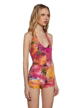 Club Exx Jumpsuits & Rompers|Plus*Endless Horizon Shredded Romper - Orange