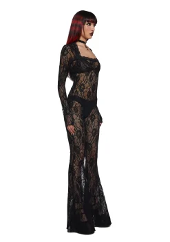 Widow Jumpsuits & Rompers*Enraptured Nightfall Lace Jumpsuit
