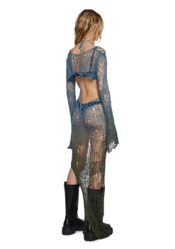 Club Exx Dresses*Ethereal Drop Knit Dress And Shrug Set - Blue