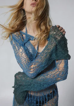 Club Exx Dresses*Ethereal Drop Knit Dress And Shrug Set - Blue