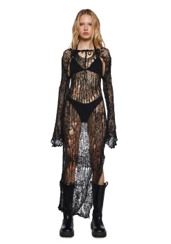 Club Exx Dresses*Ethereal Drop Knit Dress And Shrug Set - Black