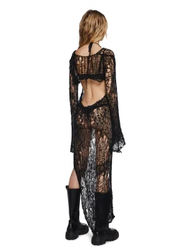 Club Exx Dresses*Ethereal Drop Knit Dress And Shrug Set - Black
