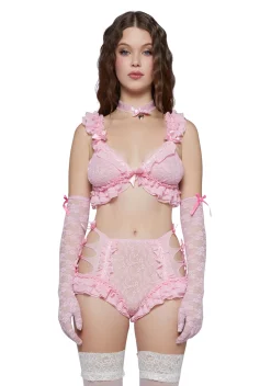 Sugar Thrillz Lingerie*Everybody Needs Somebody Lace Bralette - Light Pink