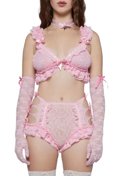 Sugar Thrillz Lingerie*Everybody Needs Somebody Lace Bralette - Light Pink