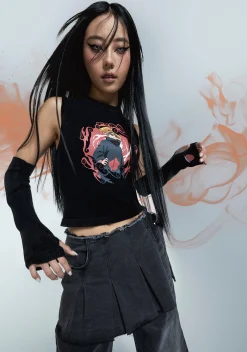 Dolls Kill x NARUTO SHIPPUDEN Tops|Plus*Explosive Art Top And Arm Warmers Set