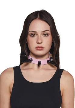 Funk Plus Jewelry*Extra Long Spiked Choker - Pink