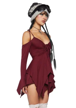 Current Mood Dresses*F is For Fairies Handkerchief Dress - Burgundy
