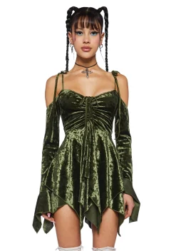 Current Mood Dresses*F is For Fairies Handkerchief Dress - Olive Velvet