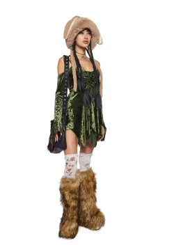 Current Mood Dresses*F is For Fairies Handkerchief Dress - Olive Velvet