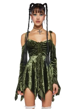 Current Mood Dresses*F is For Fairies Handkerchief Dress - Olive Velvet