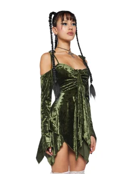 Current Mood Dresses*F is For Fairies Handkerchief Dress - Olive Velvet