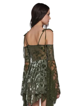 Current Mood Dresses|Plus*F is For Fairies Handkerchief Dress - Green Velvet Lace