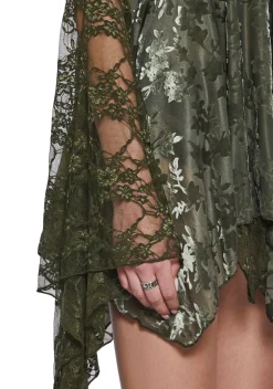 Current Mood Dresses|Plus*F is For Fairies Handkerchief Dress - Green Velvet Lace