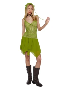 Dolls Kill x Shrek Dresses*Fairytale Misfit Crochet Dress Set