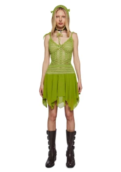 Dolls Kill x Shrek Dresses*Fairytale Misfit Crochet Dress Set