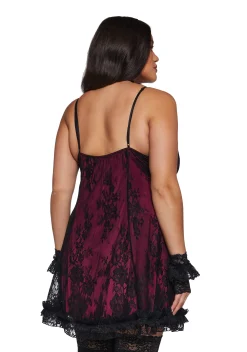 Widow Dresses|Mini Dresses*Faithfully Doomed Lace Mini Dress - Dark Red