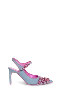 Generation Kiss Heels*Fame Lane Pointed Toe Heels - Denim