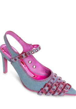 Generation Kiss Heels*Fame Lane Pointed Toe Heels - Denim