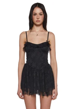x_Dolls Kill Mini Dresses*Fashionable Fate Lace Mini Dress - Black