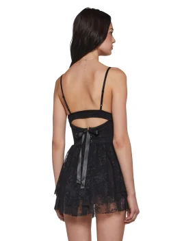 x_Dolls Kill Mini Dresses*Fashionable Fate Lace Mini Dress - Black