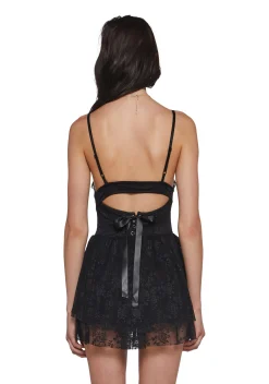 x_Dolls Kill Mini Dresses*Fashionable Fate Lace Mini Dress - Black