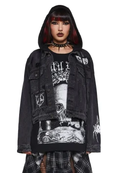 Widow Outerwear|Plus*Fatal Hour Hooded Denim Jacket