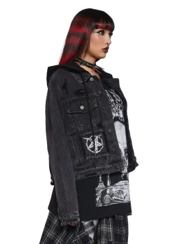 Widow Outerwear|Plus*Fatal Hour Hooded Denim Jacket