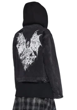 Widow Outerwear|Plus*Fatal Hour Hooded Denim Jacket
