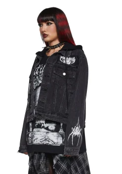 Widow Outerwear|Plus*Fatal Hour Hooded Denim Jacket