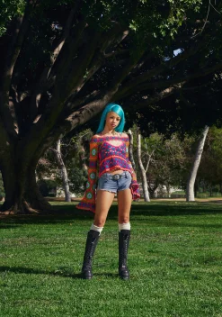 Club Exx Tops|Plus*Fiery Odyssey Crochet Shrug
